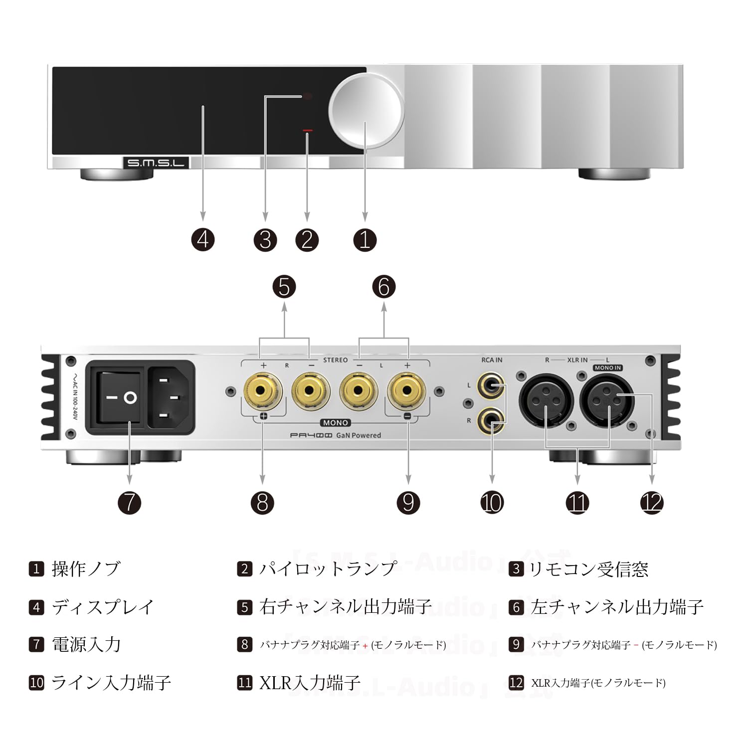 Amazon.co.jp: S.M.S.L PA400 アンプ パワーアンプ 窒化ガリウム（GaN