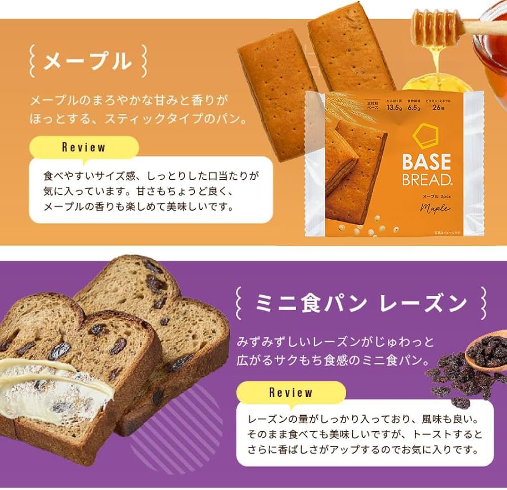 Amazon.co.jp: 【腹持ち・ボリューム◎】ベースブレッド 4種 40袋 パン