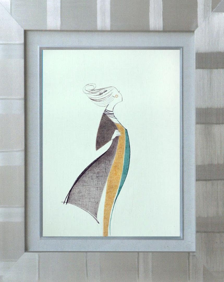 絵画インテリア 額付( 青緑＋金色の枠) 油絵 F4-080614 人物 女性像