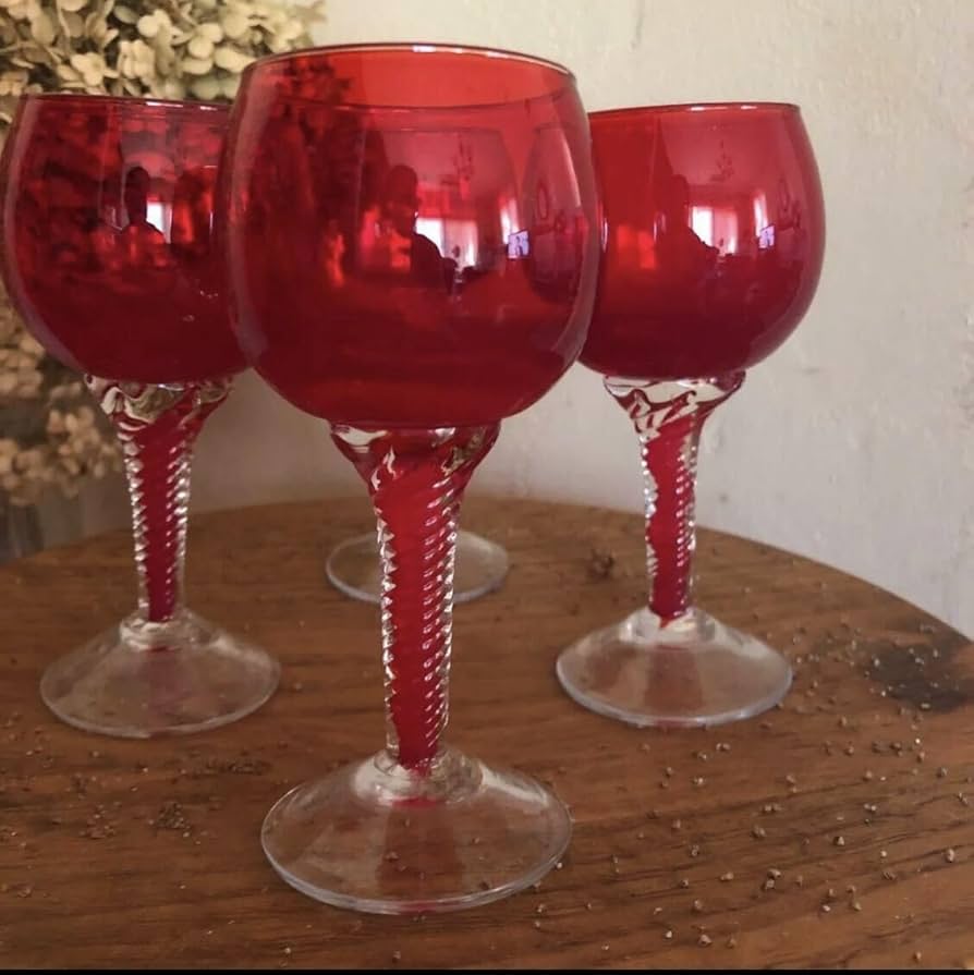 Amazon | ベネチアングラス ワイングラス 真紅 ガラス ヴェネツィア