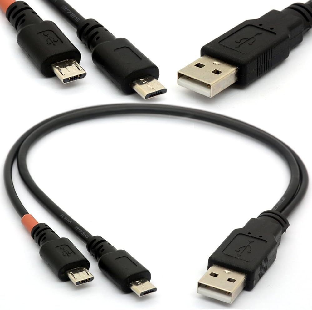 Amazon | Micro USBケーブルYスプリッタUSB 2.0 A toデュアルMicro B