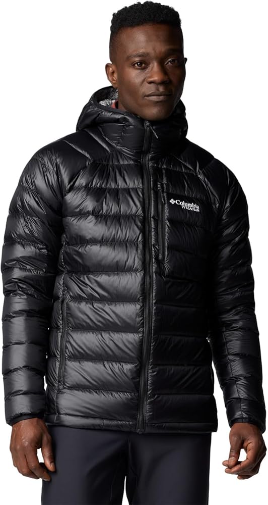Columbia Men's Arctic Crest Down Hooded Jacket, Black, Small at