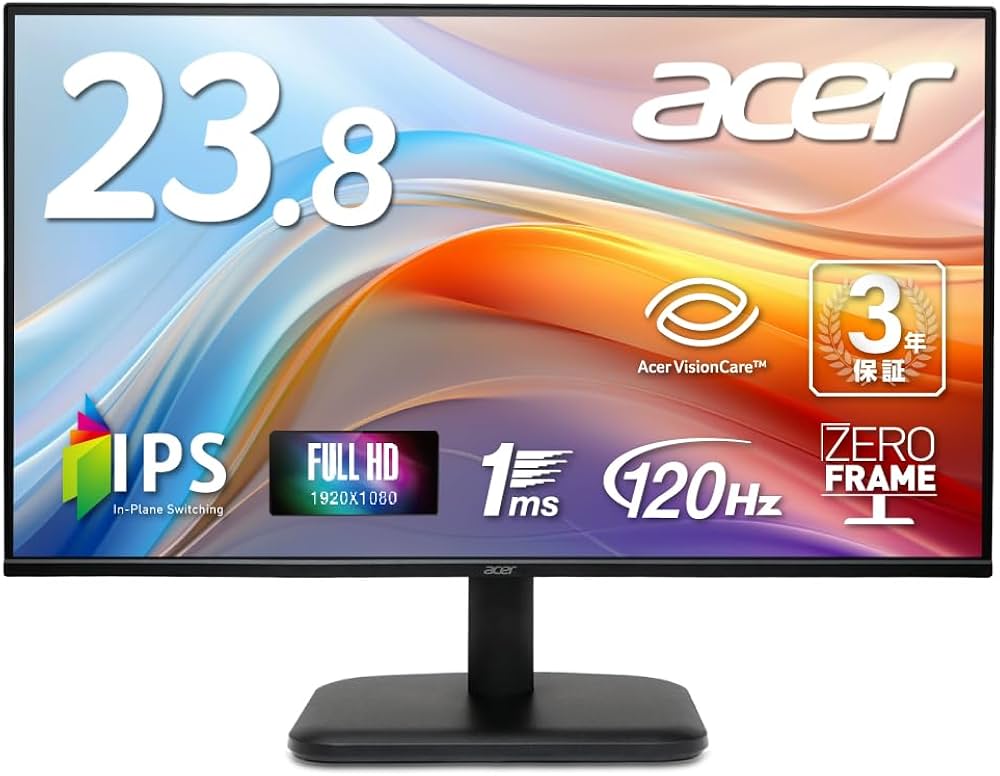 Amazon.co.jp: Acer モニター 23.8インチ フルHD 非光沢 IPS 120Hz 1ms