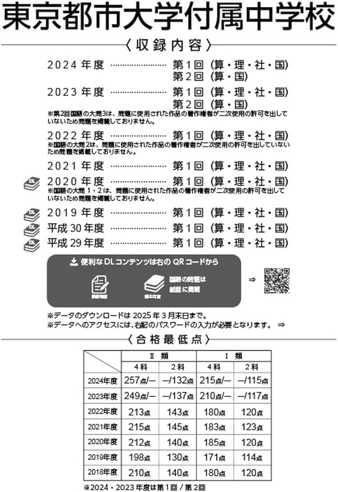 東京都市大学付属中学校 2025年度版 【過去問4+4年分】 (中学別入試