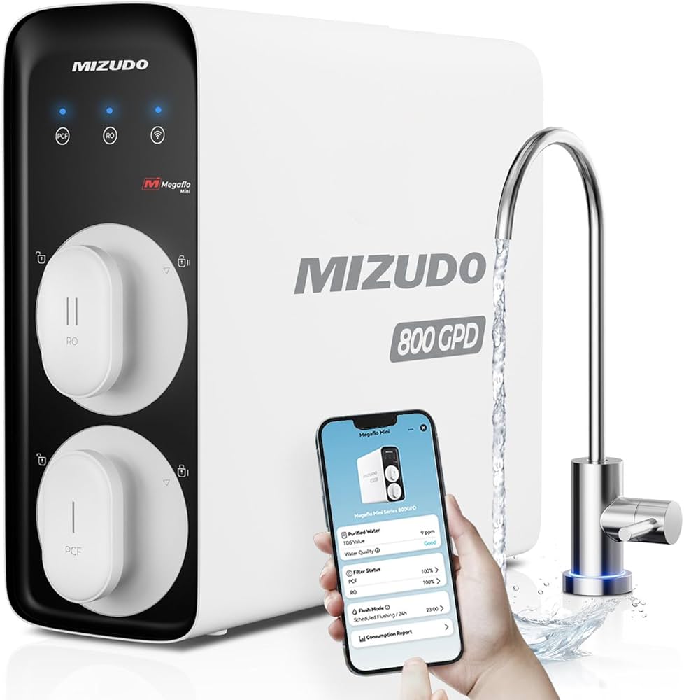 MIZUDO 800GPD Reverse Osmosis System with App Control, 8 Stage