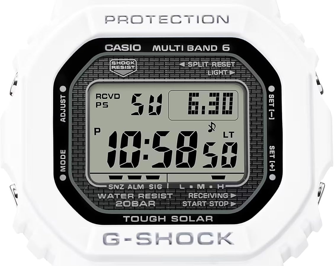 G-Shock GW5000HS-7 Tough Solar Multi-Band 6 White Square, White