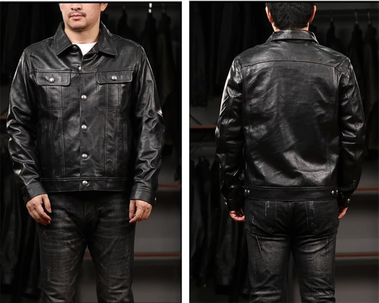 Amazon | [VIIBOY] ゴートスキン ヤギ革 本革ジャケット 革ジャン