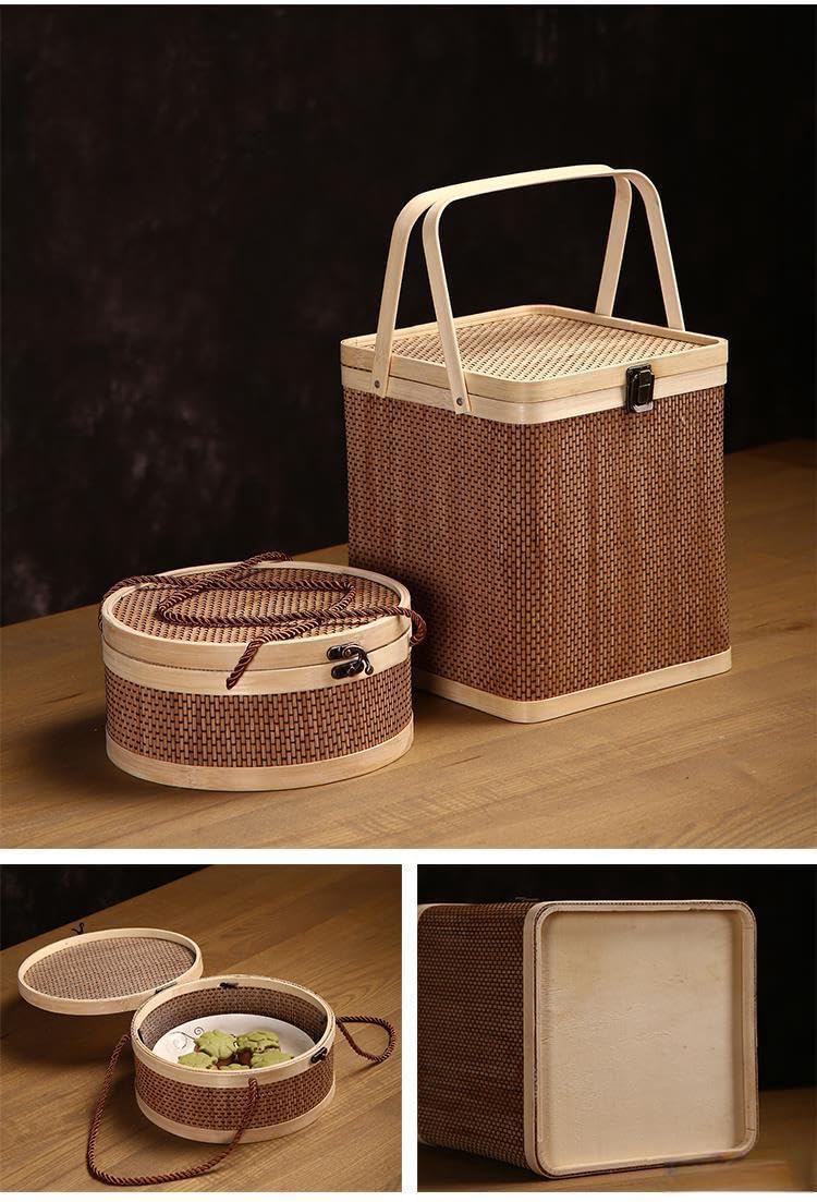 Amazon.co.jp: JOGIO竹籠 竹篭 カゴ 蓋付き カゴ 蓋付き 収納ケース 編