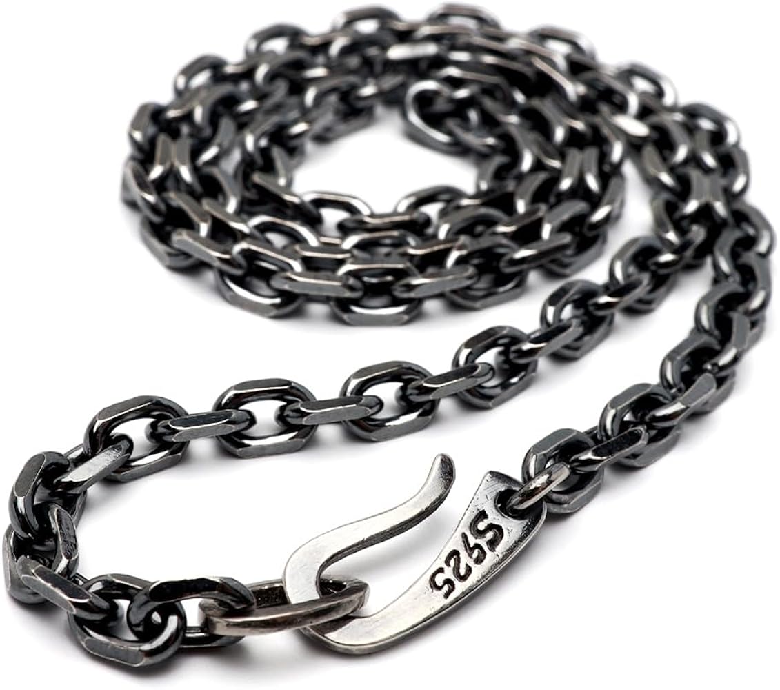 Amazon | 「silverKYASYA」シルバー925素材 燻し仕上げ あずきチェーン