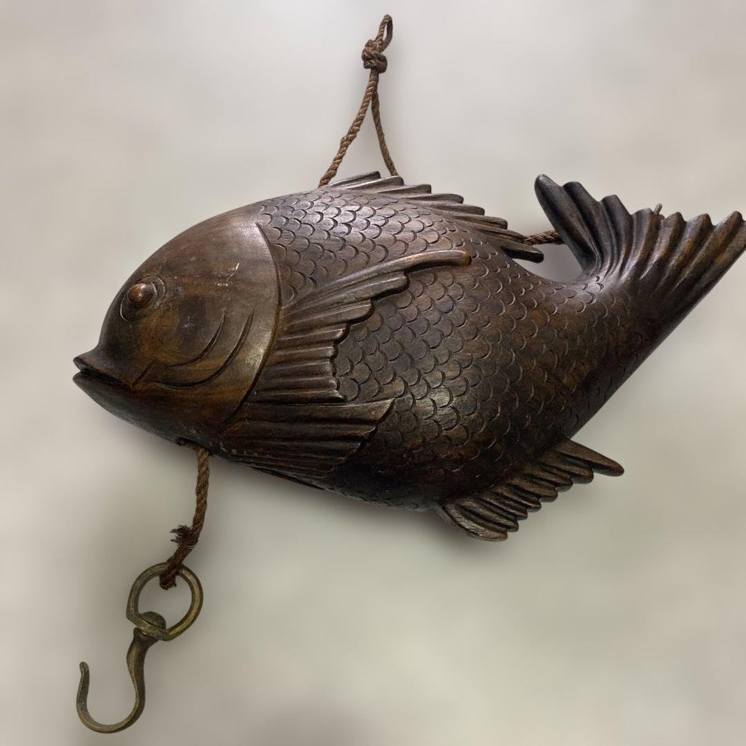 民藝囲炉裏・自在鉤◇木彫りの鯉・荒縄付@Folk Art 民藝囲炉裏 囲炉裏・