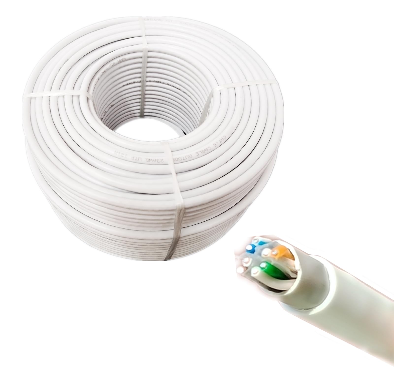 Amazon.co.jp: 100m 白色 LANケーブル cat6 自作用 2重被覆 屋外仕様