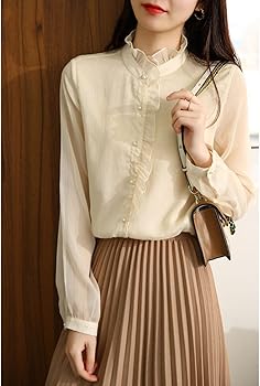 Amazon | [AYBTO] フリルブラウス レディース 白 パフスリーブ フリル