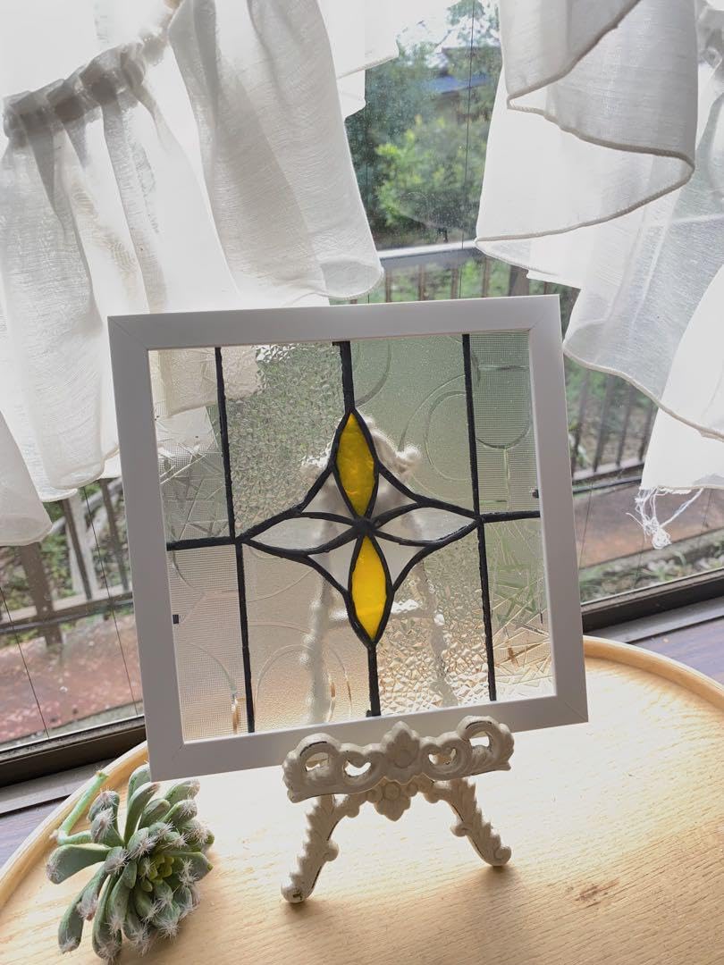 ステンドグラスパネル住宅用 ブルーロンデル&ダイヤP(1426)えびぞう