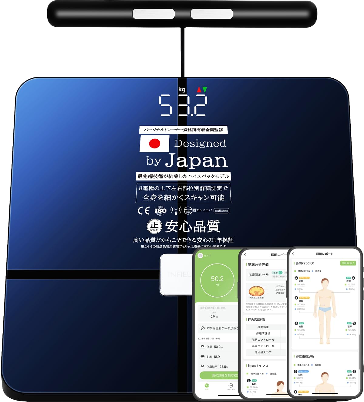 Amazon.co.jp: 体重計 AI×体組成計プレミアム-ジムレベルの44項目全身