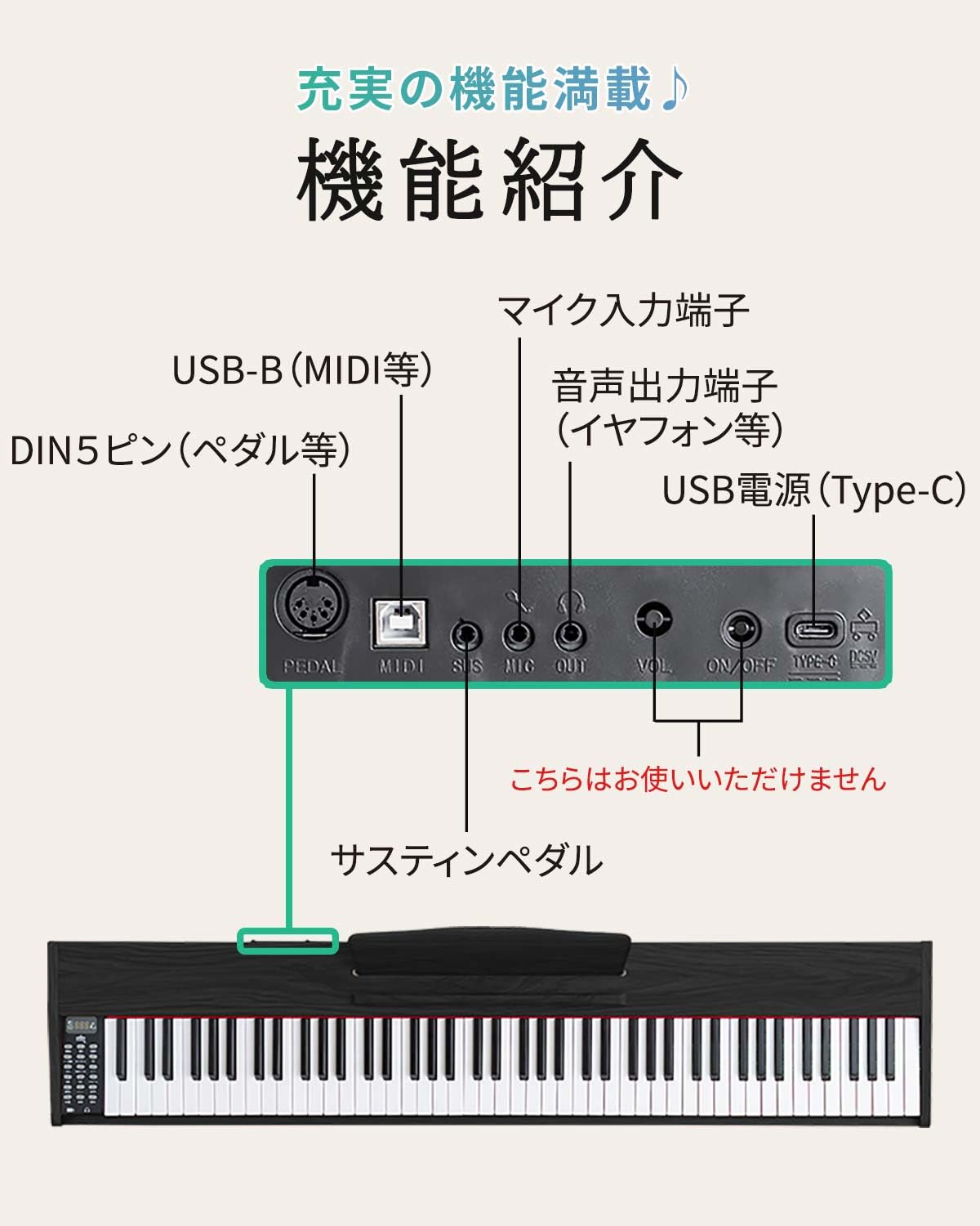 Amazon.co.jp: RiZKiZ 電子ピアノ 88鍵盤 電子キーボード ピアノ MIDI