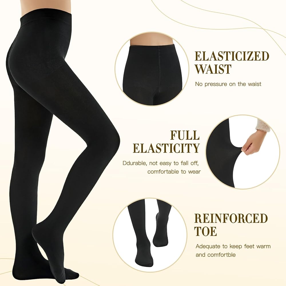 Amazon.com: MANZI Girls Opaque Tights 400 Denier Fleece Lined