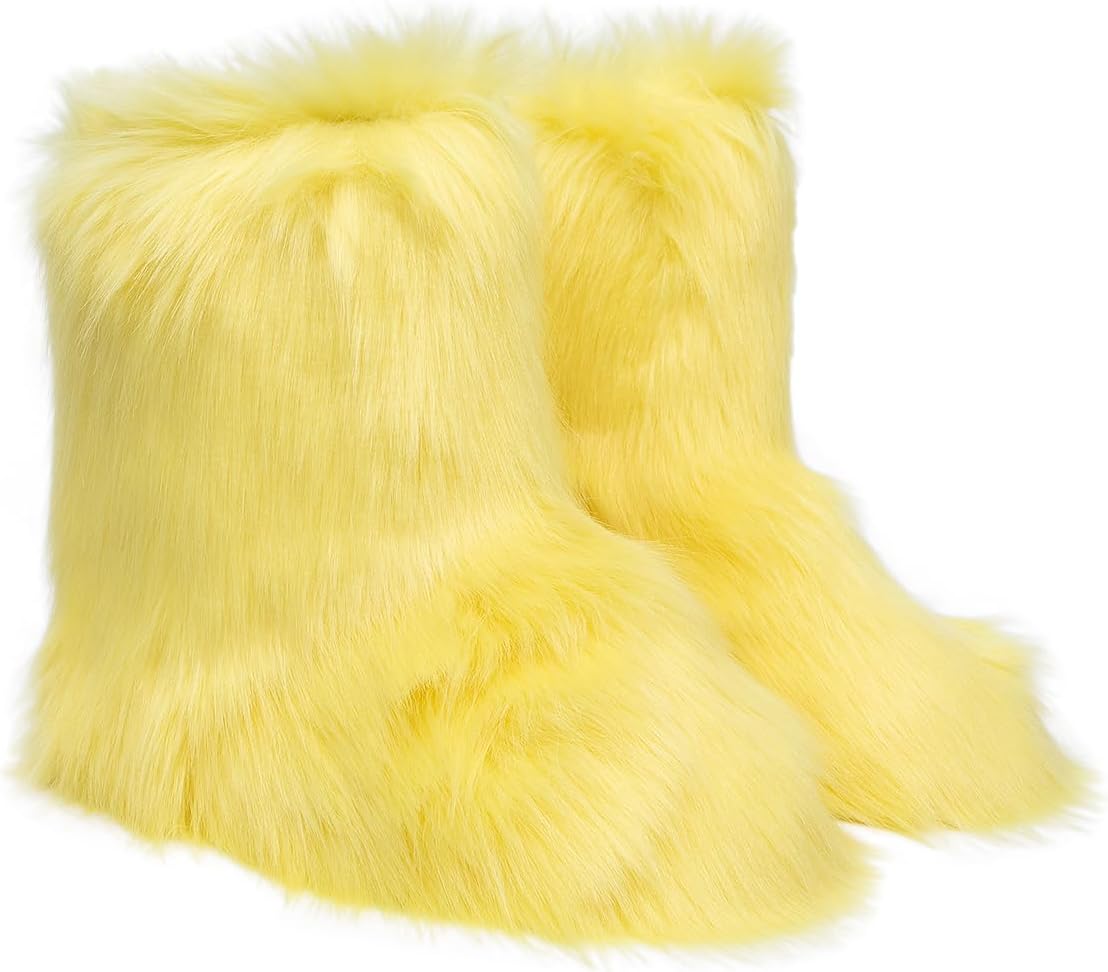 YAMERBO Faux Fur Boots for Little Big Girls, Fuzzy Flurry Furry