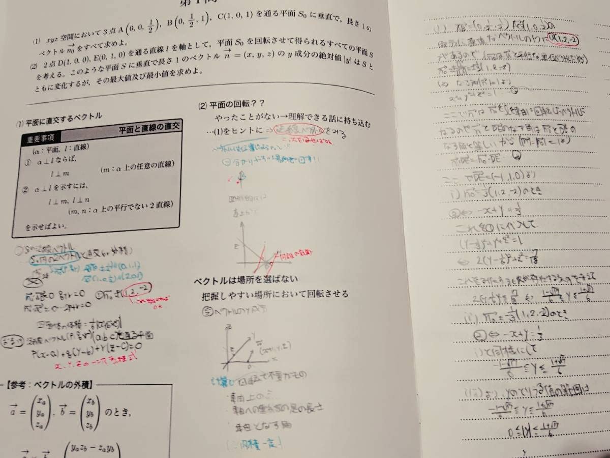 鉄緑会 高2 数学実戦講座 I II テキスト 例題, 練習問題解答プリント