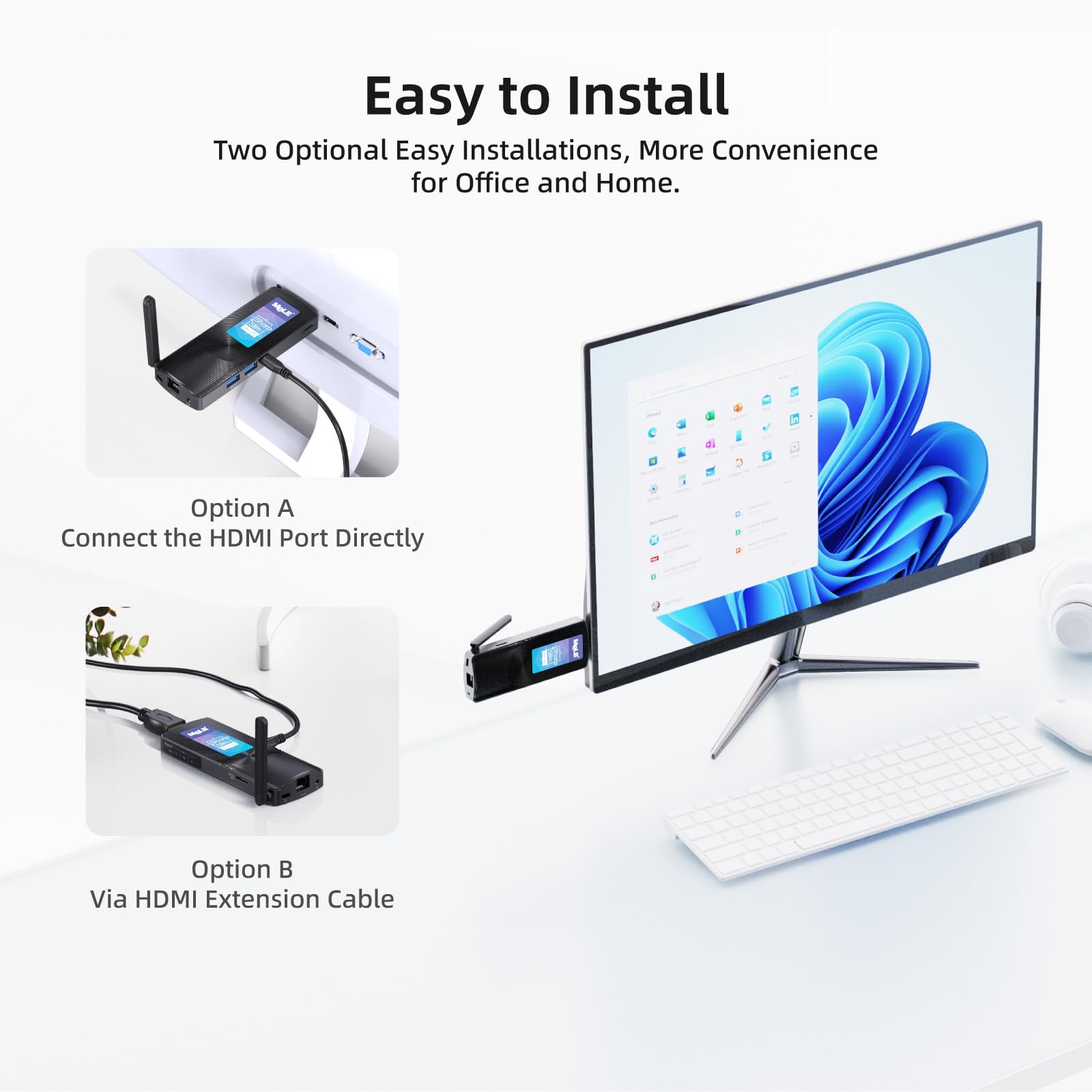 MeLE PCG02 Fanless Mini PC Stick, Celeron J4125 8GB 128GB Micro