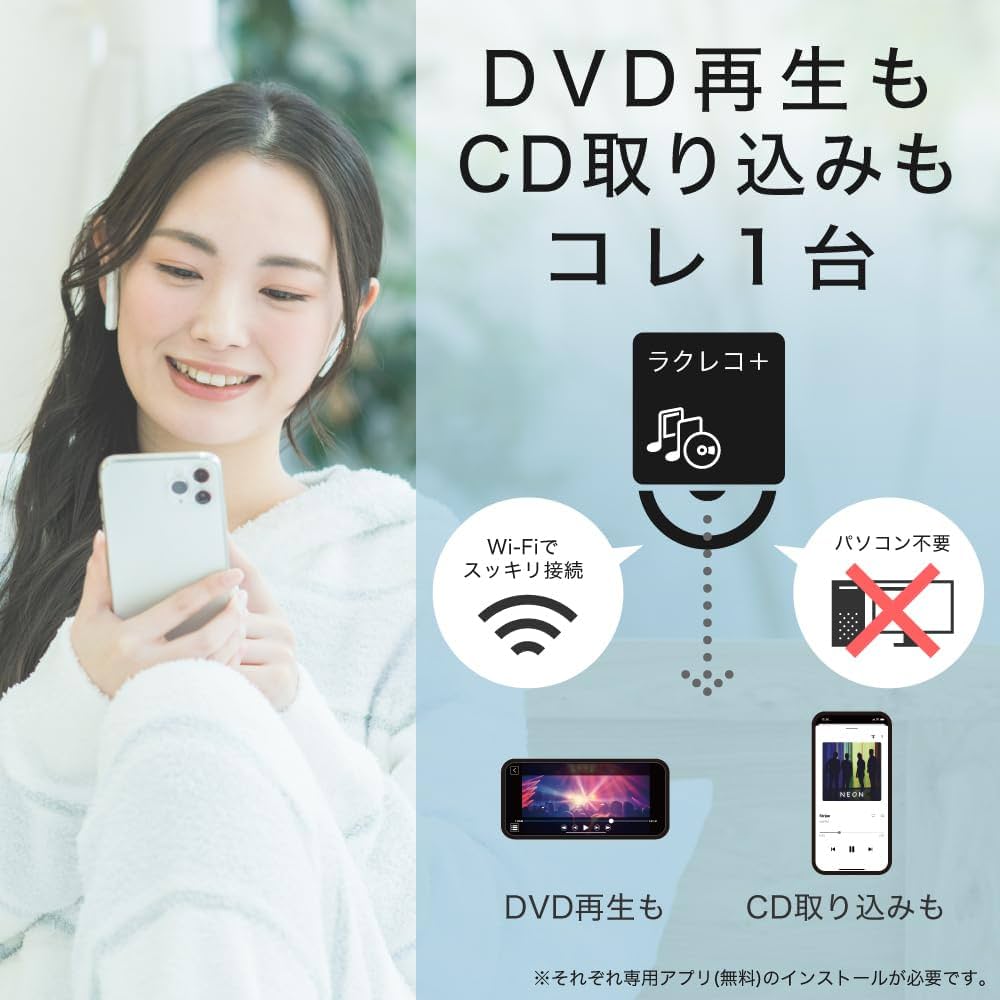 Amazon.co.jp: バッファロー ラクレコ+ iPhone スマホ DVD 再生 CD