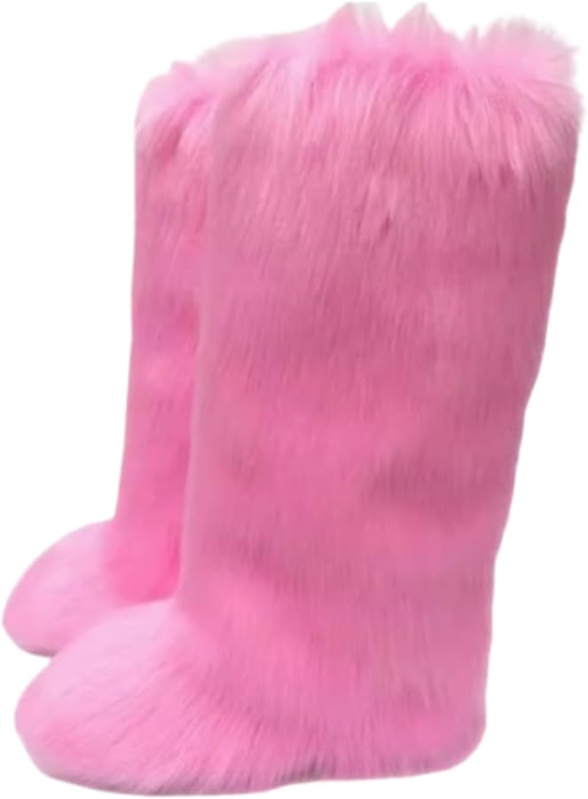 Amazon | ファーブーツ フェイクファー ロングブーツ モンスターブーツ