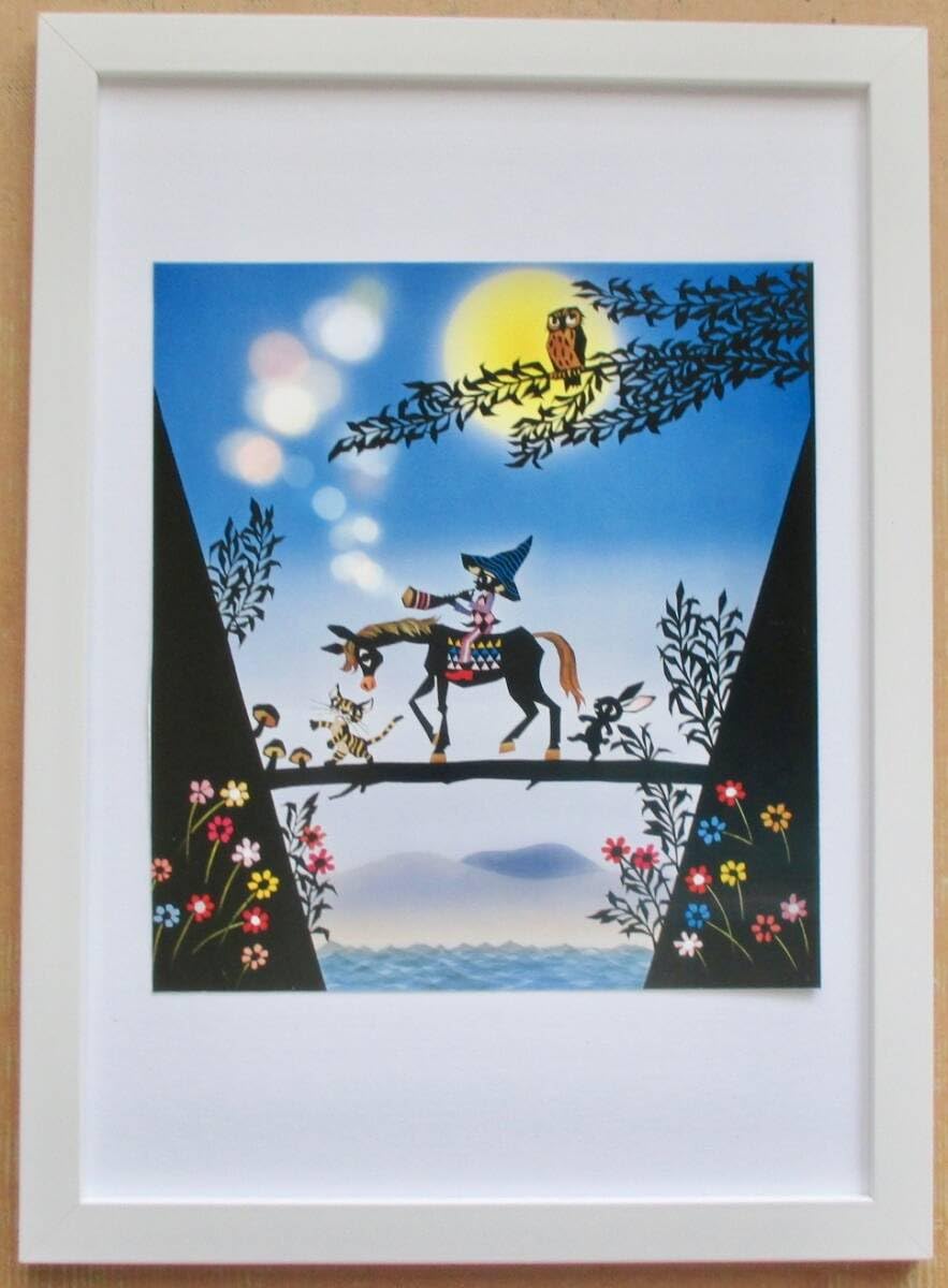 Amazon.co.jp: 藤城清治 「角笛と少年」 印刷物 画集画 A4額入り