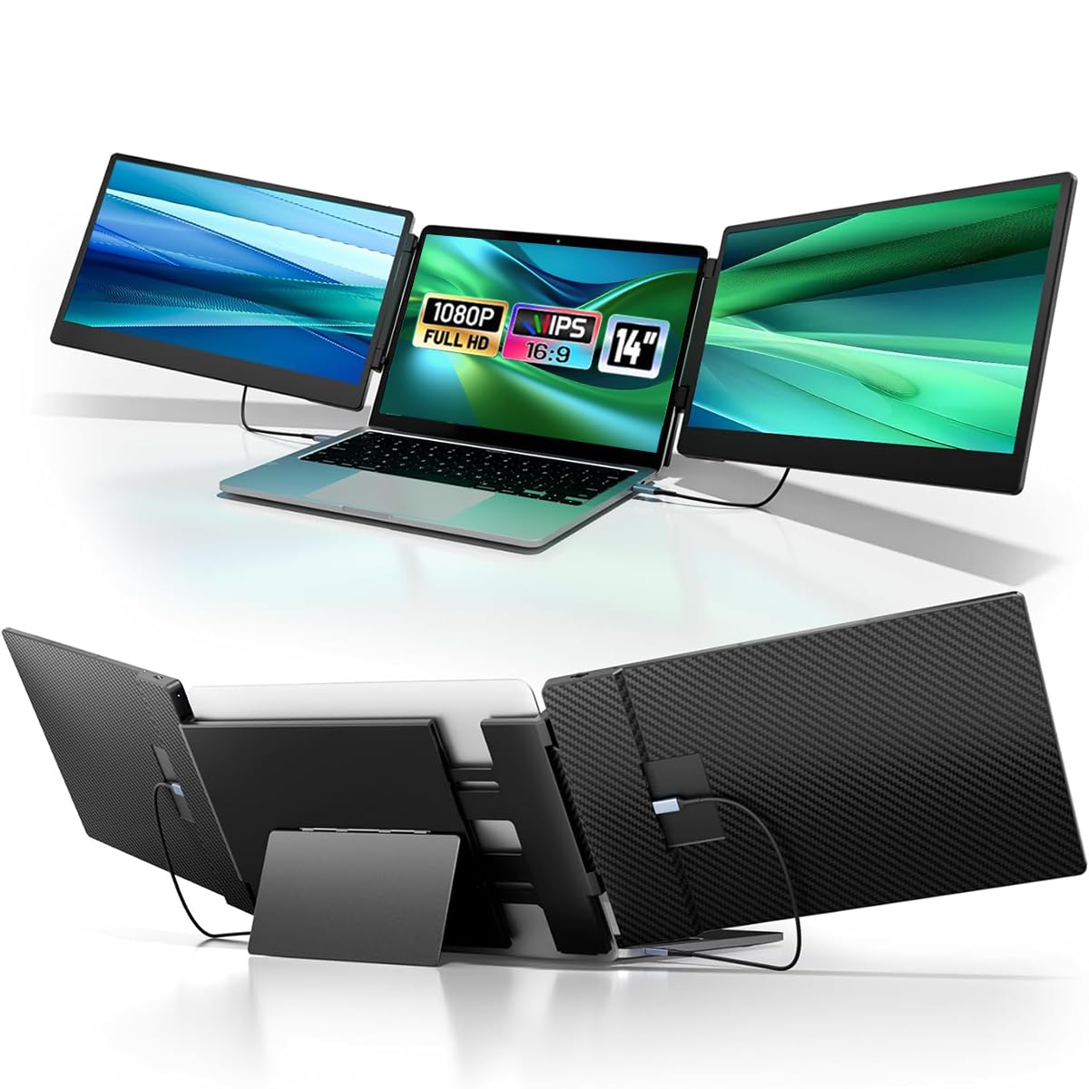 Laptomo Laptomoトリプルモニター15.6インチFHD1080Pデュアルモバイル