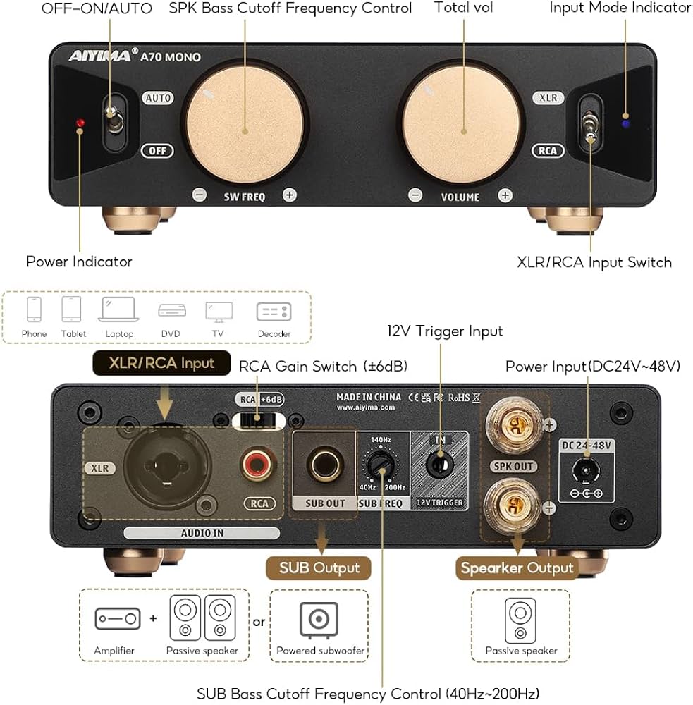 Amazon.com: AIYIMA A70 Mono Amplifier with PFFB Home Audio