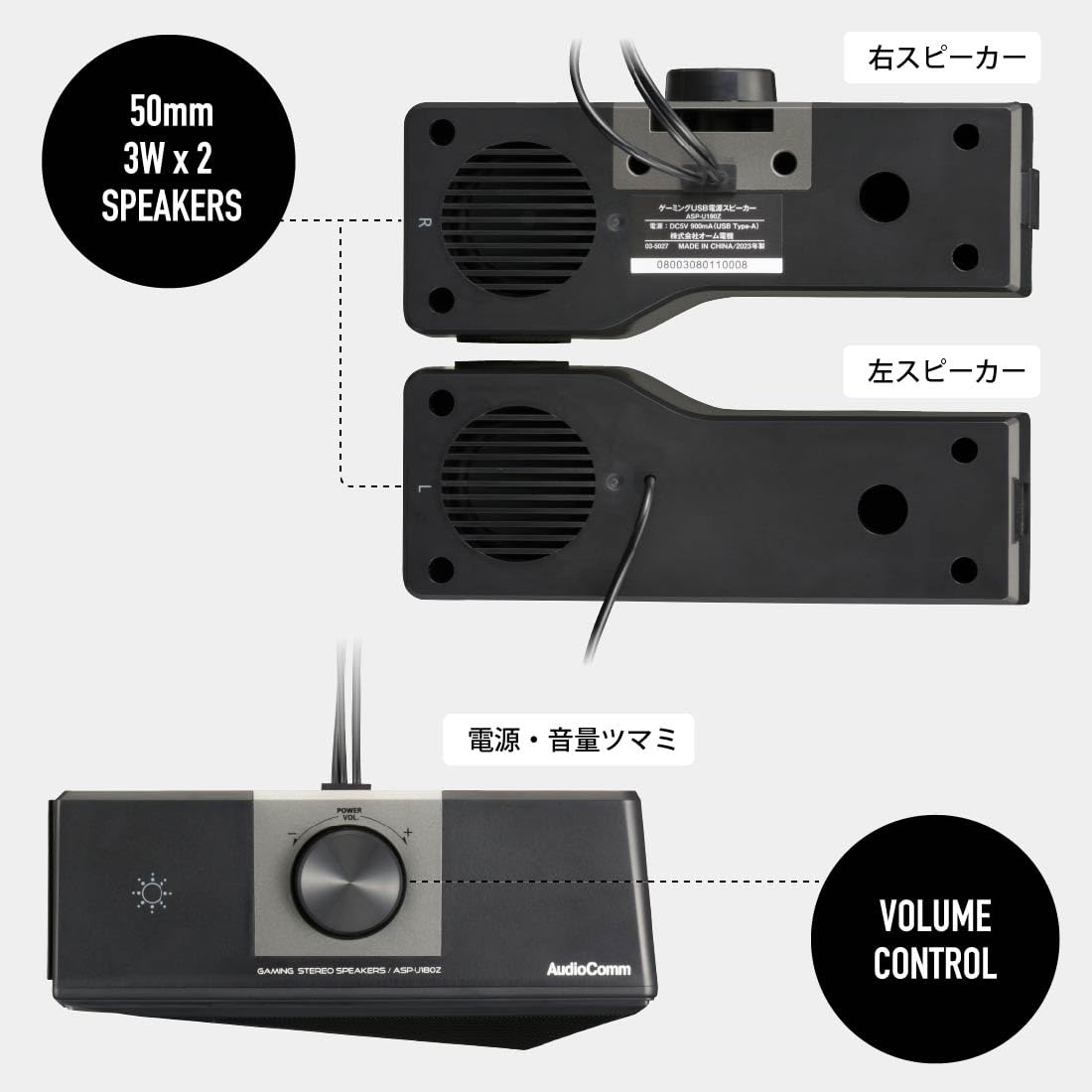 Amazon.co.jp: オーム電機AudioComm スピーカー 有線 USB接続 PC