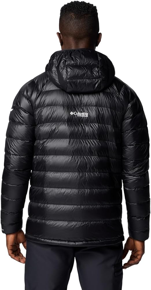 Columbia Men's Arctic Crest Down Hooded Jacket, Black, Small at