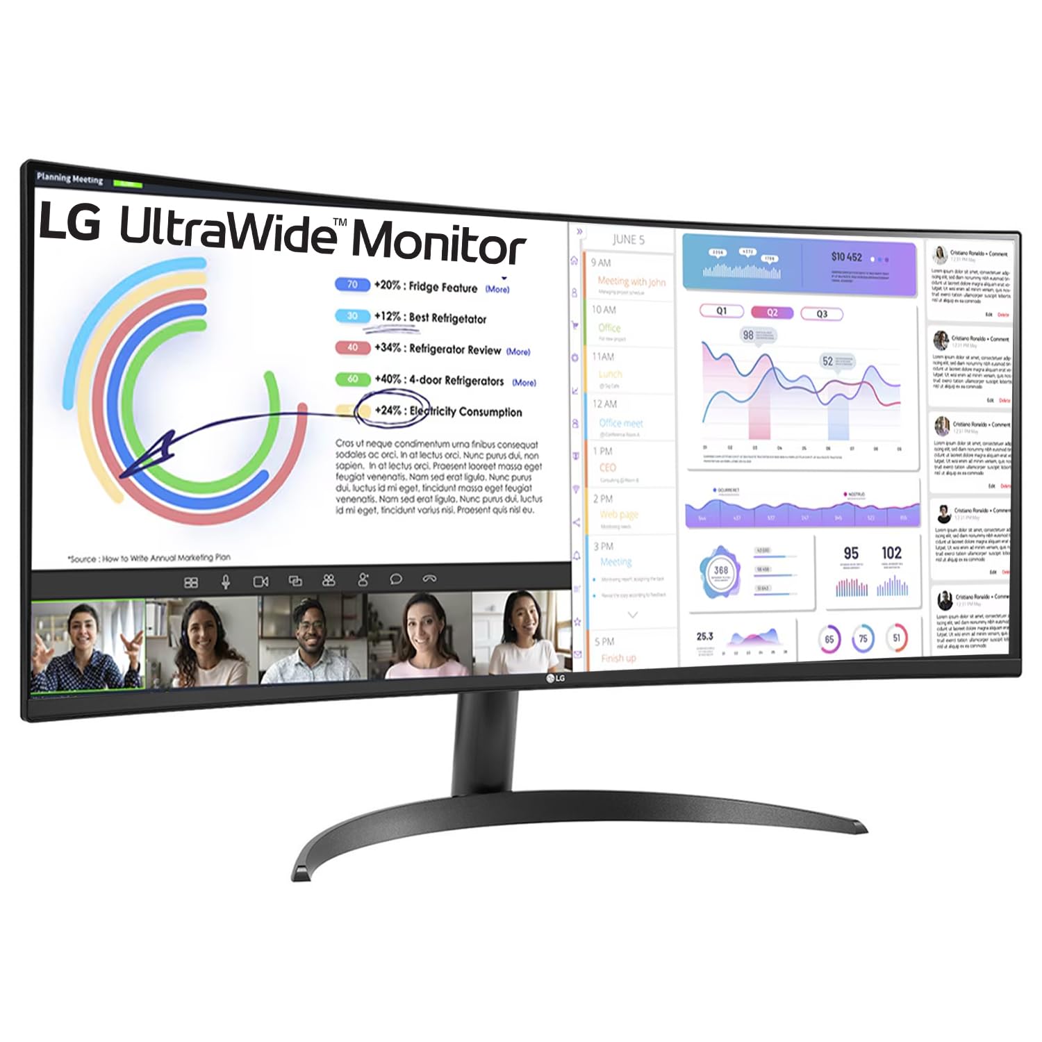 Amazon.co.jp: LG 34インチ 21:9 カーブウルトラワイドモニター、WQHD