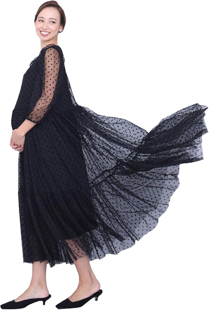 Amazon.co.jp: [CHOCOA] チョコア 授乳ドットチュールワンピース