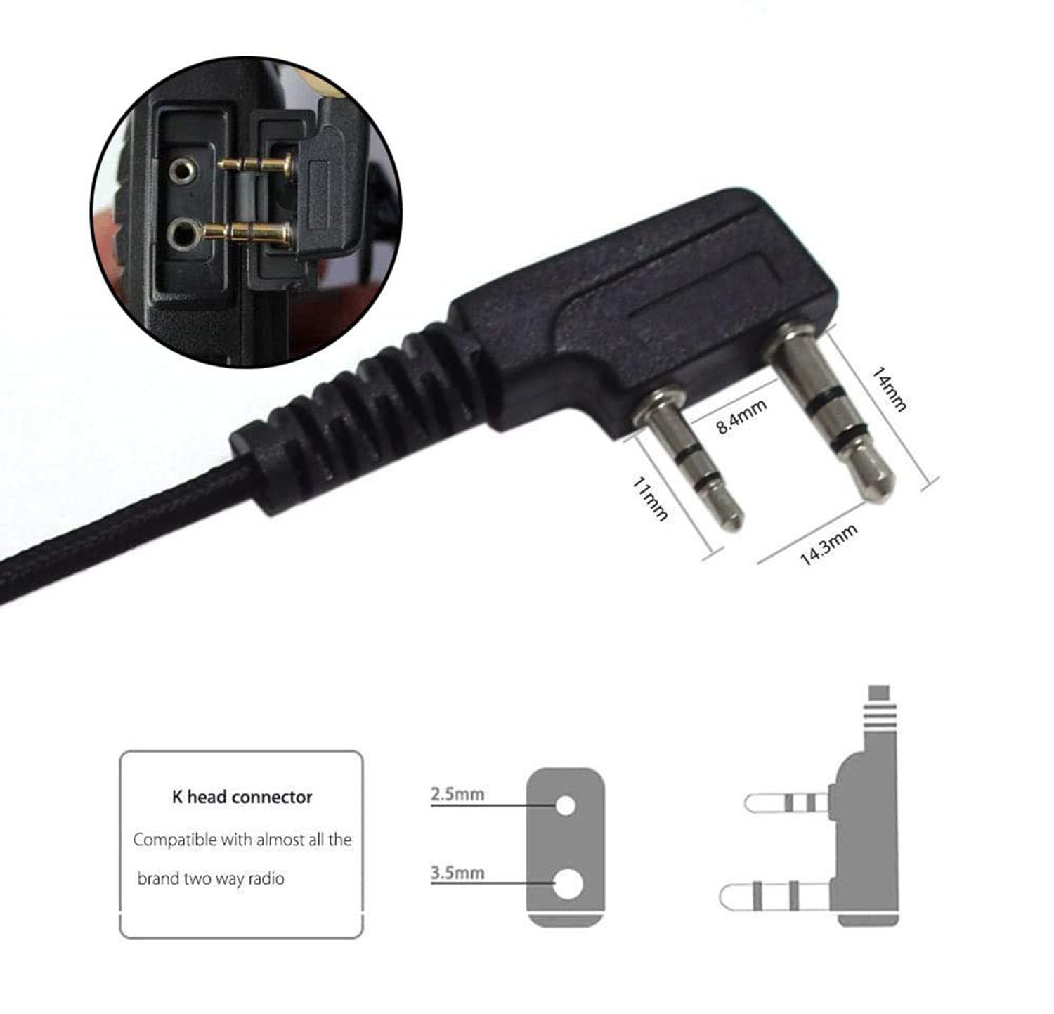 Amazon.com: Walkie Talkie Earpiece with Mic 2 Pin Two Way Radio