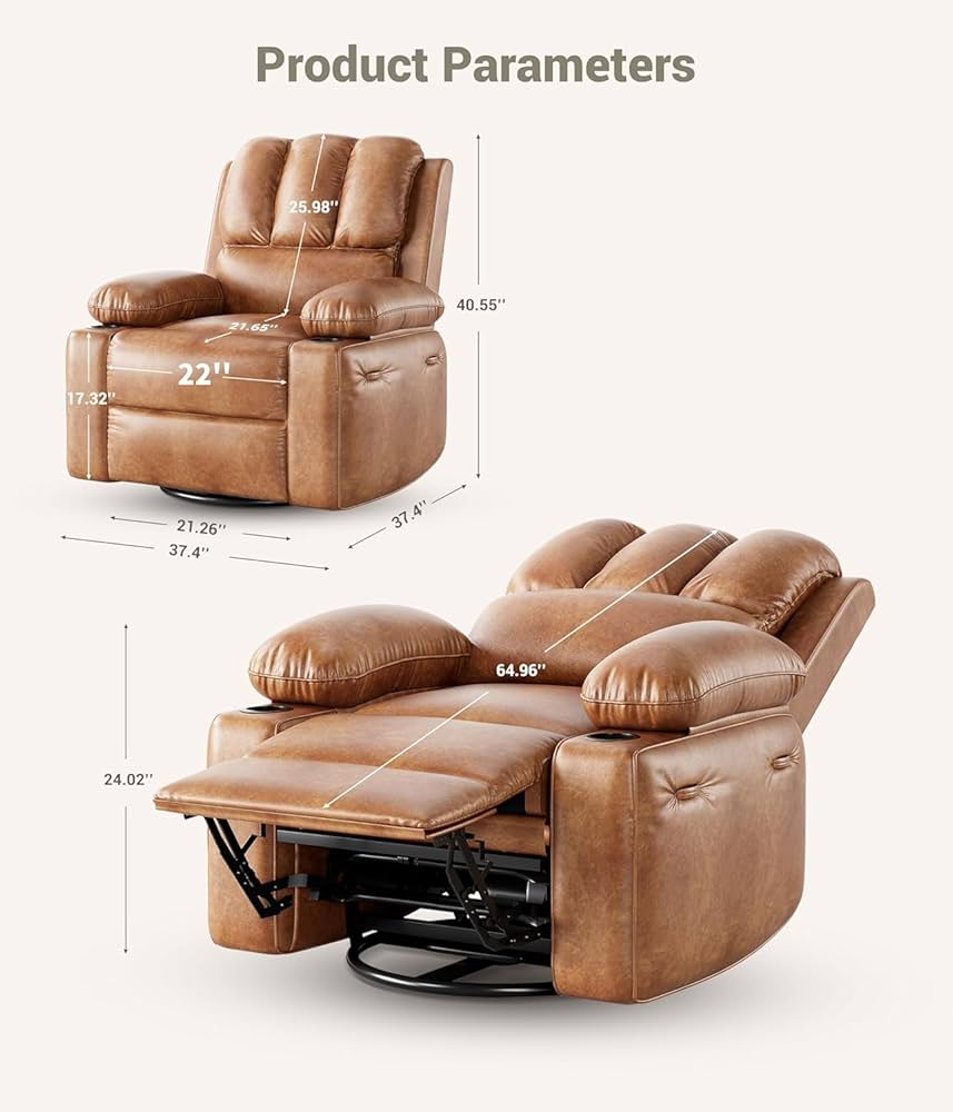 PU Leather Swivel Recliner, 22