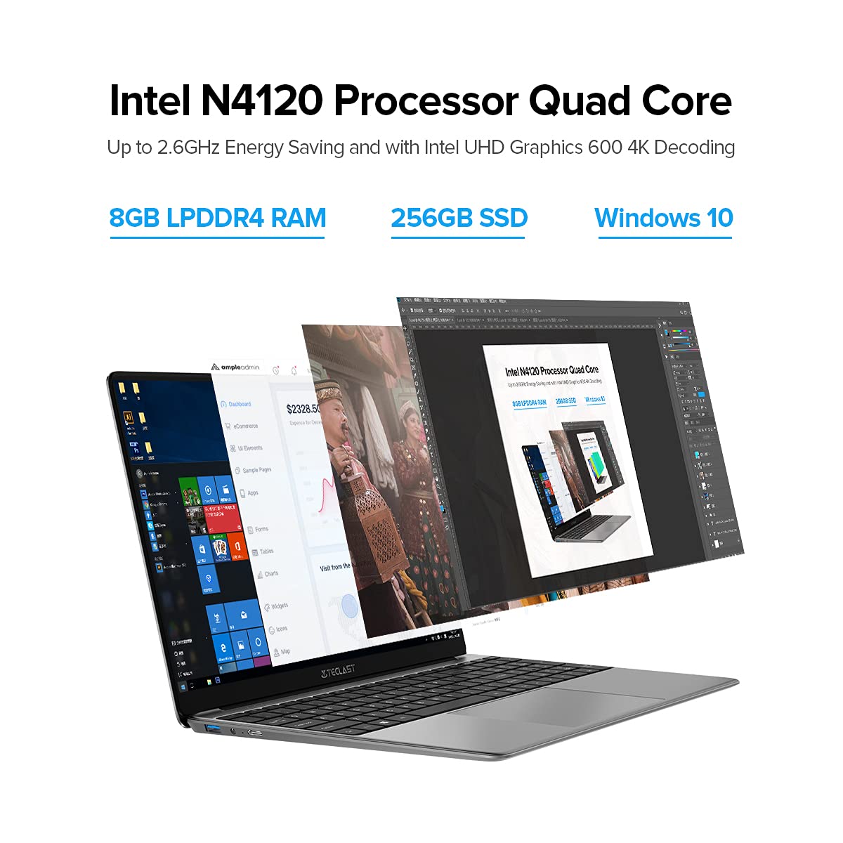 TECLAST Laptop 15.6 Inch F15 Plus 8GB RAM 256GB ROM, Windows 10