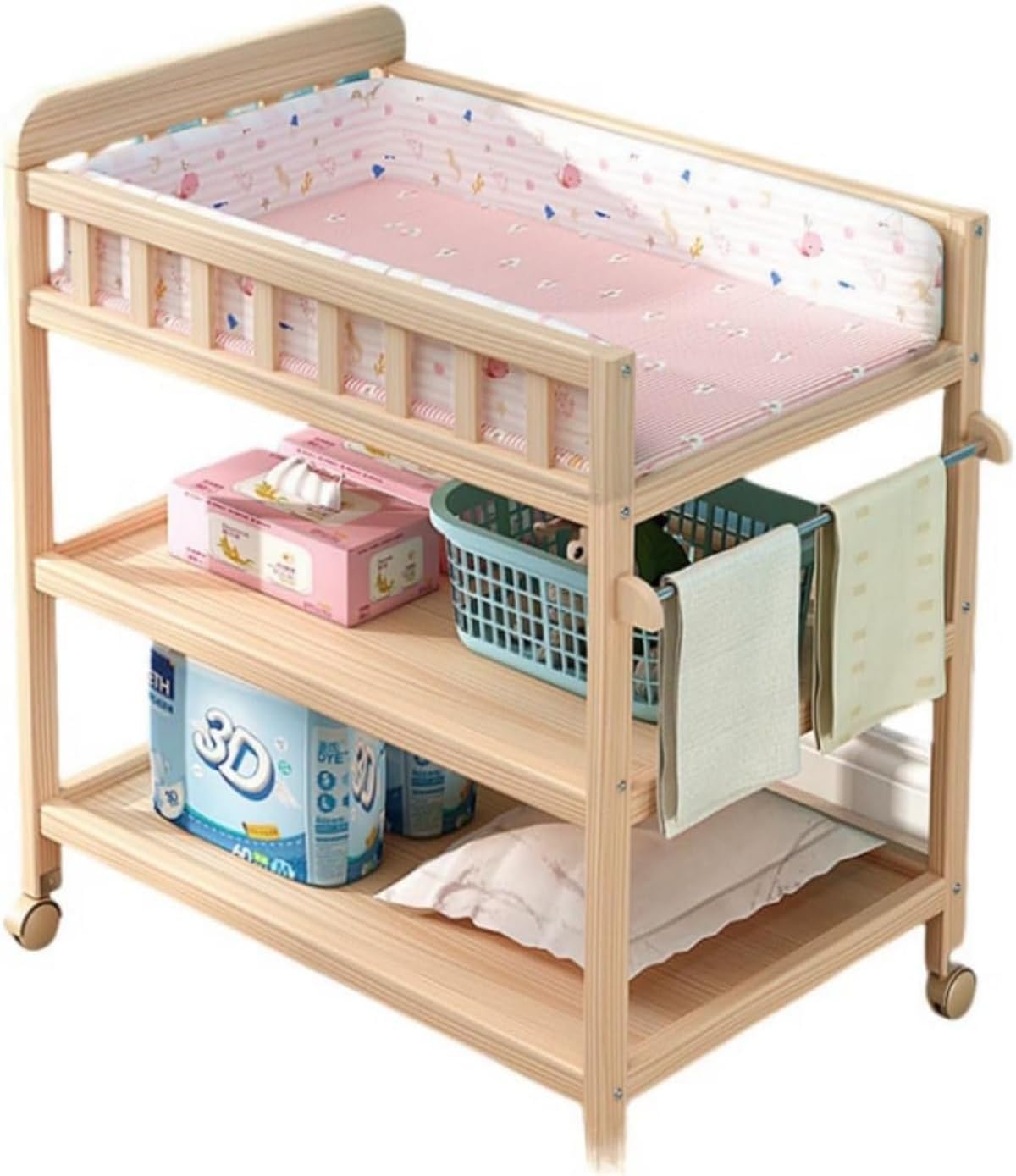 Amazon.co.jp: TIMDU オムツ交換台 無垢材 おむつ替え台 多色赤ちゃん