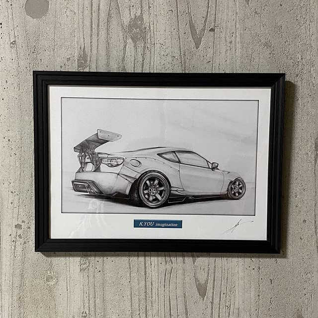 Amazon.co.jp: 【鉛筆画】トヨタ 86カスタムリア A4額縁・作者直筆