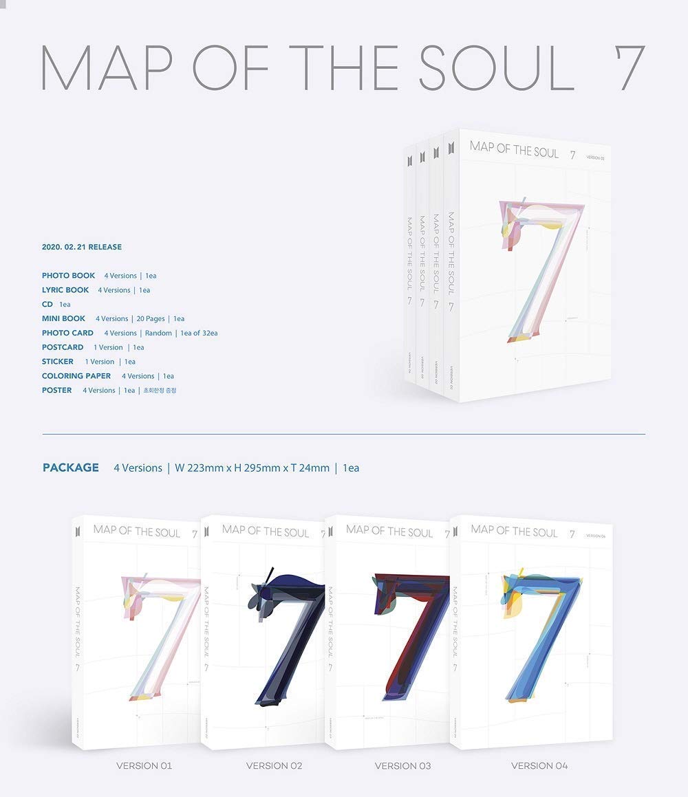 Amazon.com: BTS MAP of The Soul : 7 [4 ver] Album+Official Folded