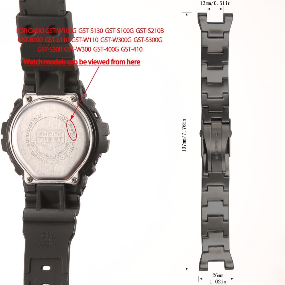 GST-B100 Stainless Steel Watch Bands Compatible with Casio G-Shock