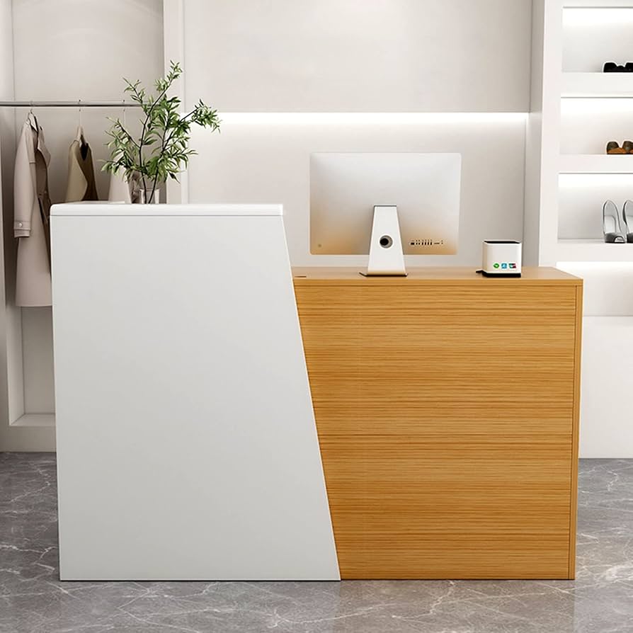 Amazon.co.jp: NRUBAL レジカウンター 受付カウンター L字 木製