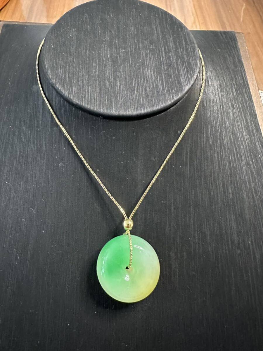 Amazon.co.jp: R-134 翡翠ネックレス 平安扣 緑翡翠 お守り 縁起物