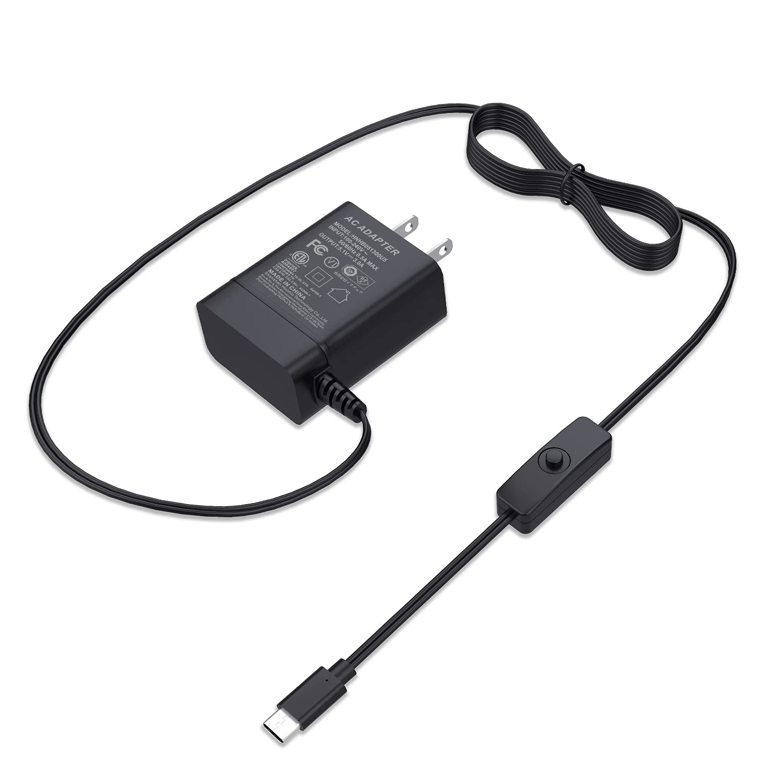 Amazon.co.jp: Miuzei Raspberry Pi 4 電源、USB-C（Type C）ケーブル