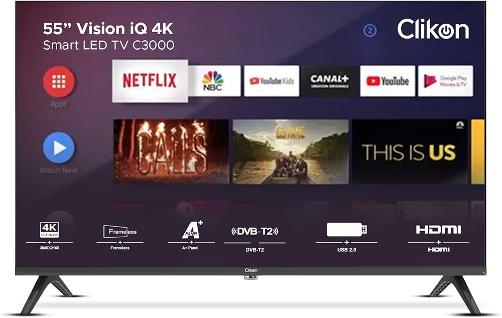 Clikon 55 Inch Vision IQ 4K UHD Smart Android LED TV | VIDAA OS