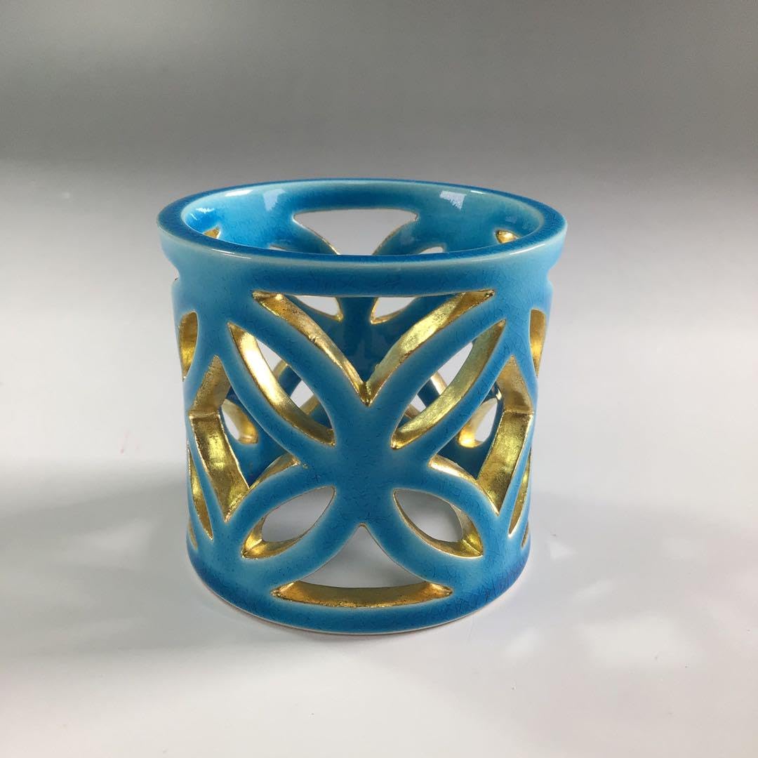 湊焼 青交趾 竹節 蓋置 茶道具 湊焼 青交趾 竹節 蓋置 茶道具