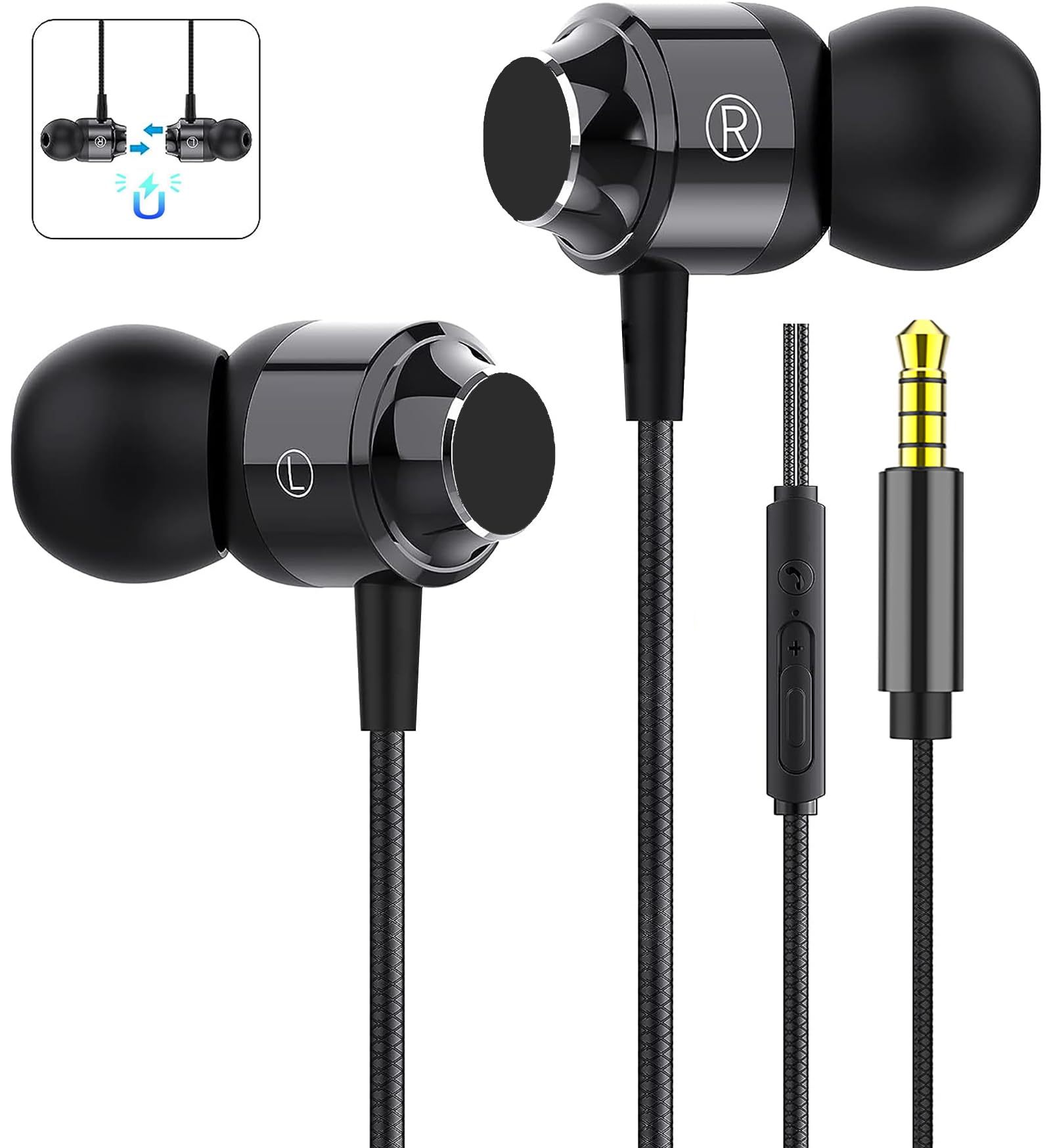 Amazon.co.jp: イヤホン 有線 イヤフォン マイク付き 磁気設計 絡み