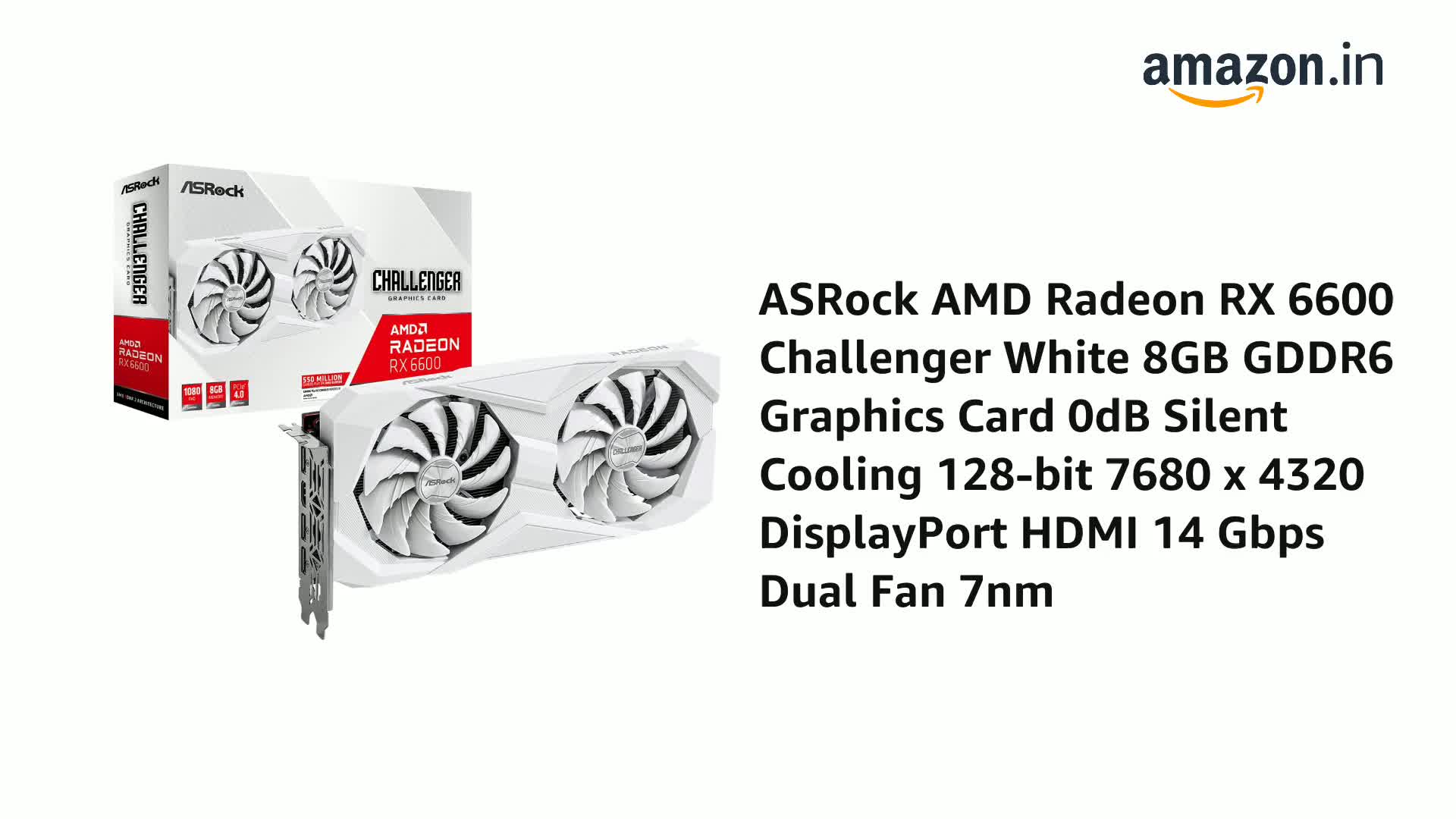 Amazon.in: Buy ASRock AMD Radeon Rx 6600 Challenger White 8Gb