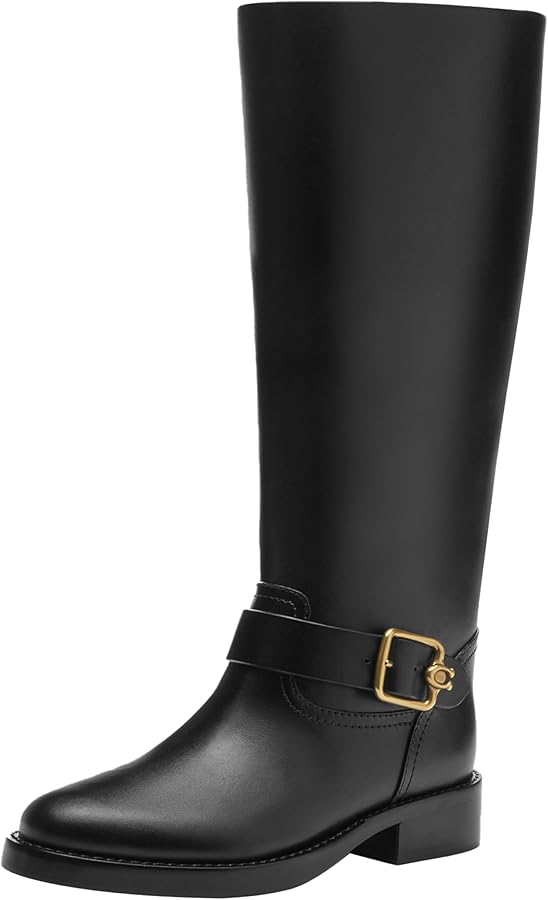 Amazon.com | COACH Women's, Madeline Leather Boots II Black, 5