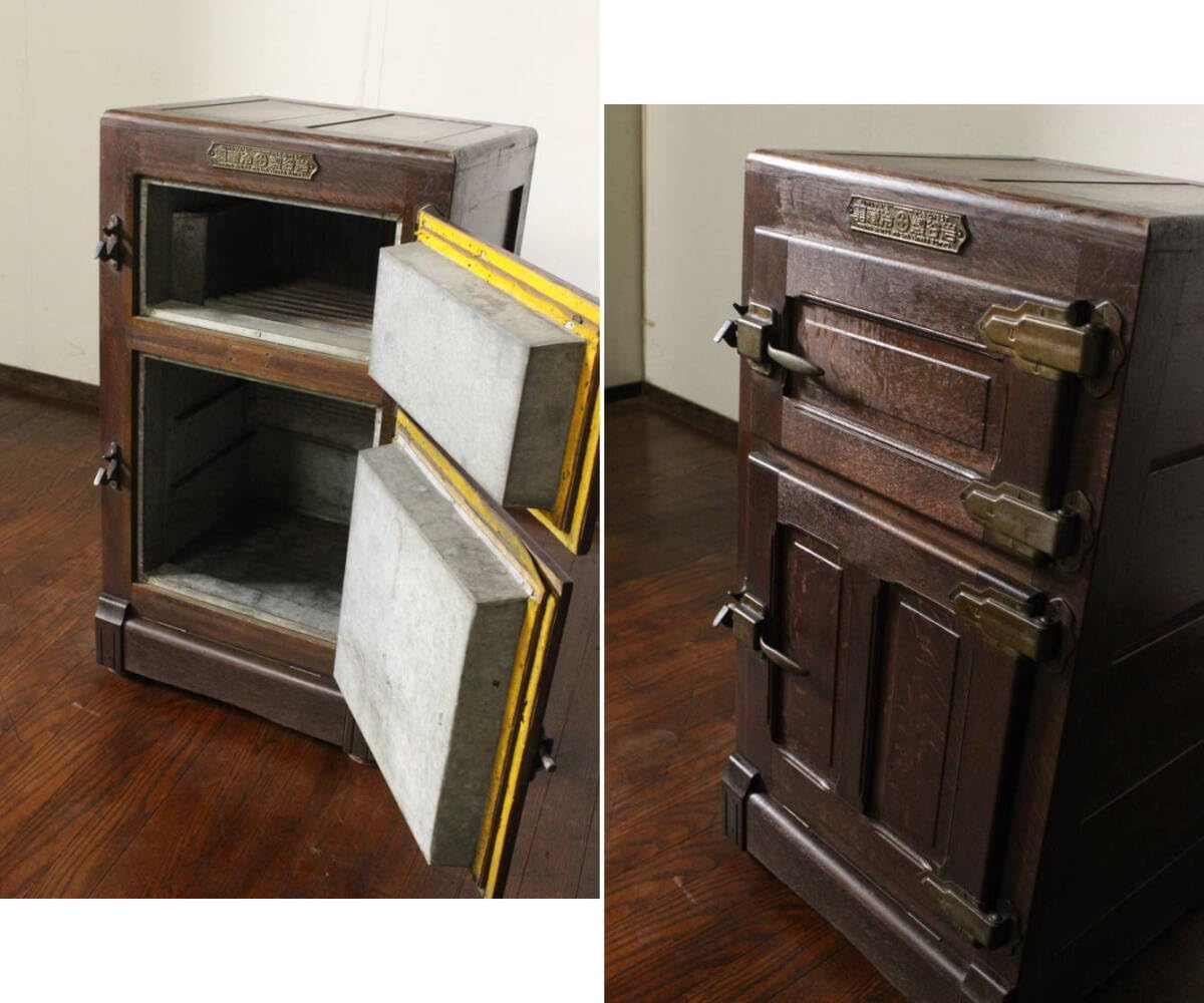 昭和レトロ アンティーク 氷冷蔵庫 木製 HOKUYOREIKI 昭和レトロ