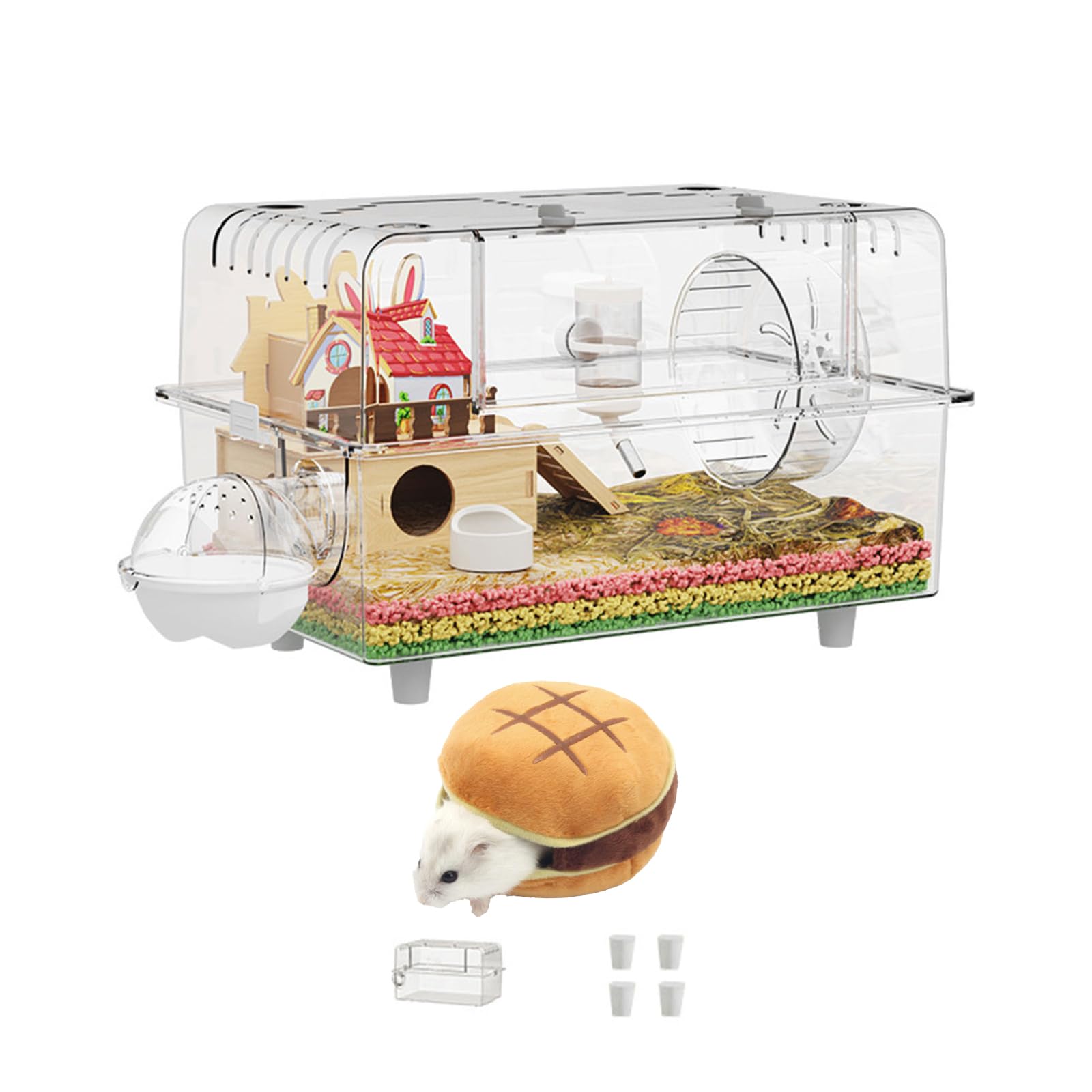 Amazon | ハムスター ケージ 大きい 60cm 透明 ルーミィ 仕切り 2階
