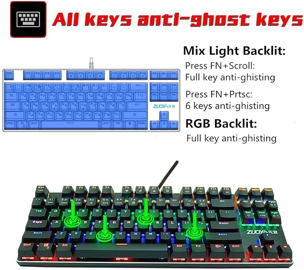 Amazon | IPOTCH ZUOYA X51メカニカルゲーミングキーボード、87キーRGB